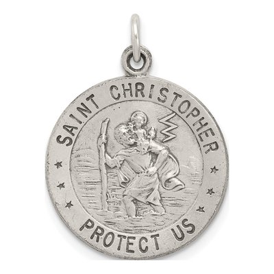 Sterling Silver St Christopher Basketball Medal Pendant