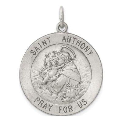 Sterling Silver Antiqued Saint Anthony Medal Pendant