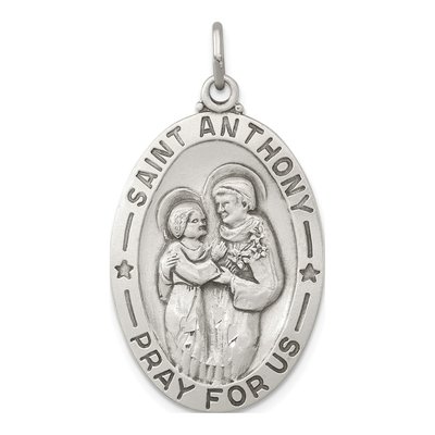 Sterling Silver Antiqued Saint Anthony Medal Pendant