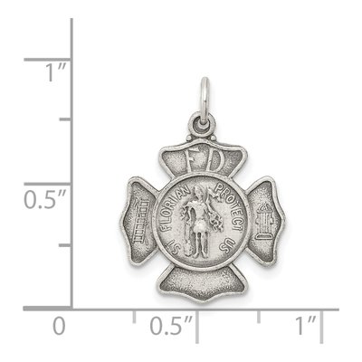Sterling Silver Antiqued Saint Florian Badge Medal Pendant – view 4