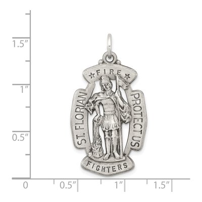 Sterling Silver Antiqued St Florian Medal Pendant – view 4