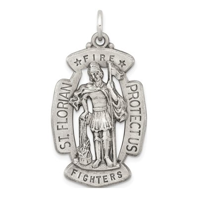 Sterling Silver Antiqued St Florian Medal Pendant