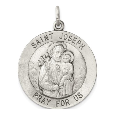 Sterling Silver Antiqued Saint Joseph Medal Pendant