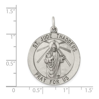 Sterling Silver Antiqued St Jude Thaddeus Medal Pendant – view 4