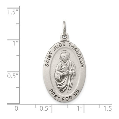 Sterling Silver Antiqued Saint Jude Medal Pendant – view 4
