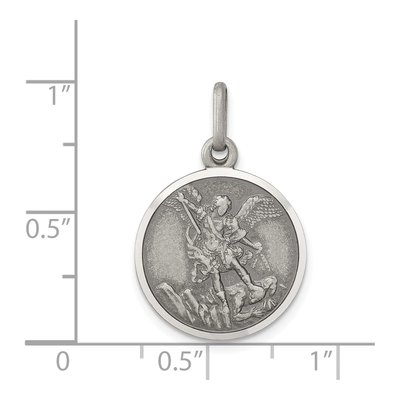 Sterling Silver Antiqued Saint Michael Medal Pendant – view 4