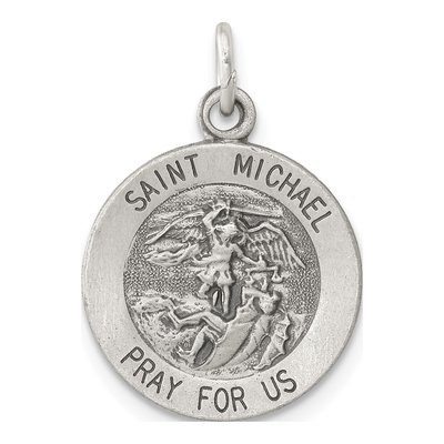 Sterling Silver Antiqued Saint Michael Medal Pendant