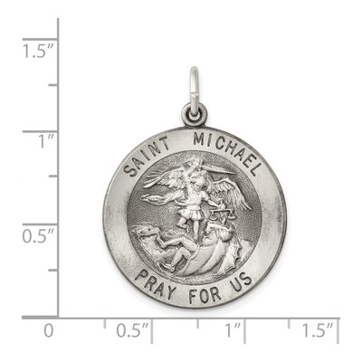 Sterling Silver Antiqued Saint Michael Medal Pendant – view 4
