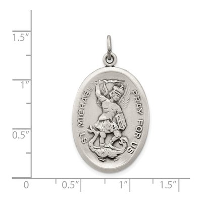 Sterling Silver Antiqued St Michael Medal Pendant – view 6