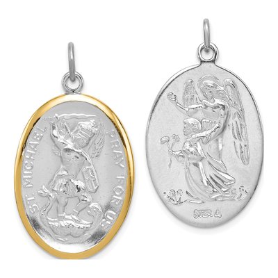 Sterling Silver Reversible St Michael Medal Pendant – view 5
