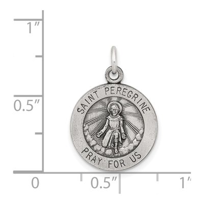 Sterling Silver Antiqued St Peregrine Medal Pendant – view 4