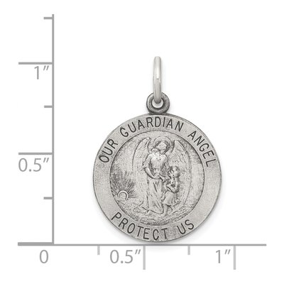 Sterling Silver Antiqued Guardian Angel Medal Pendant – view 4