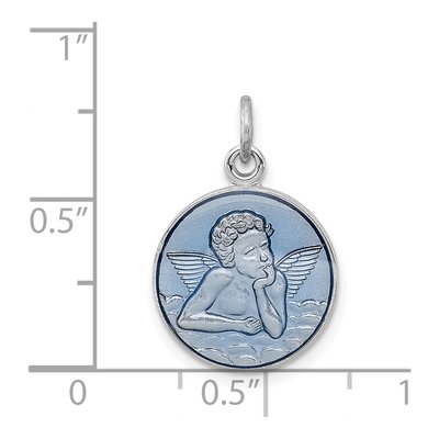 Sterling Silver Blue Epoxy Angel Pendant – view 5