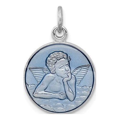 Sterling Silver Blue Epoxy Angel Pendant