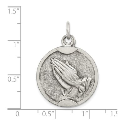 Sterling Silver Praying Hands Medal Pendant – view 4