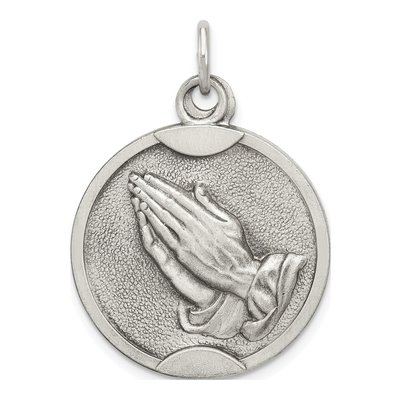 Sterling Silver Praying Hands Medal Pendant