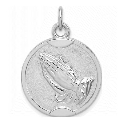 Sterling Silver Praying Hands Serenity Prayer Pendant