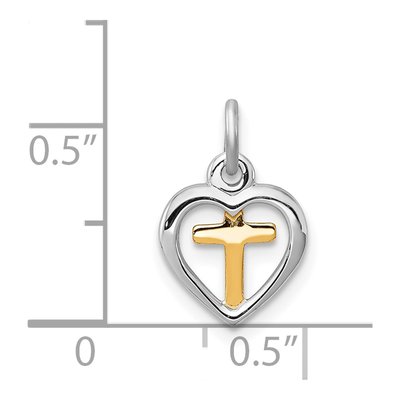 Sterling Silver Cross Heart for Kids Charm – view 5