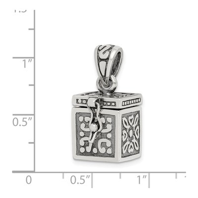 Sterling Silver Antiqued Prayer Box Pendant – view 4