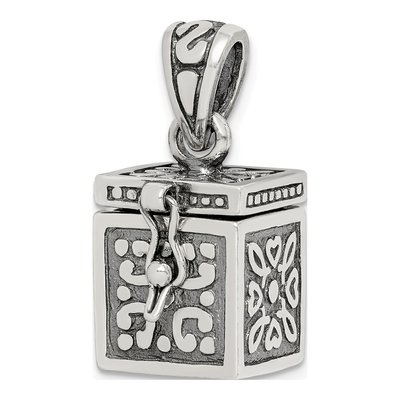 Sterling Silver Antiqued Prayer Box Pendant