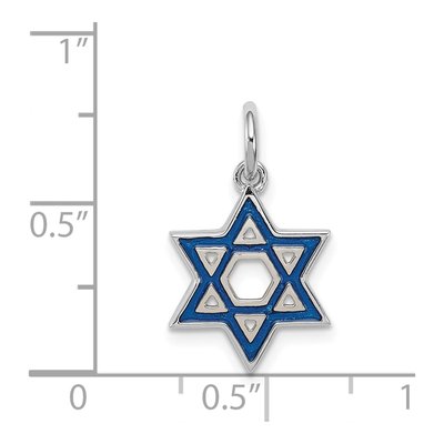 Sterling Silver Blue Enamel Star of David Charm – view 4