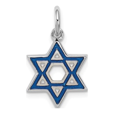 Sterling Silver Blue Enamel Star of David Charm