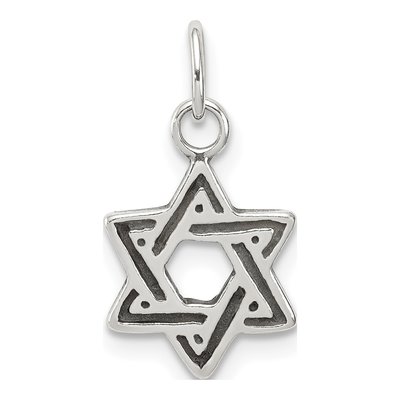 Sterling Silver Antiqued Star of David Charm