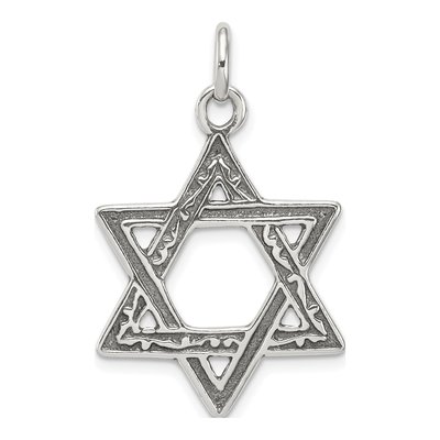 Sterling Silver Antiqued Star of David Charm