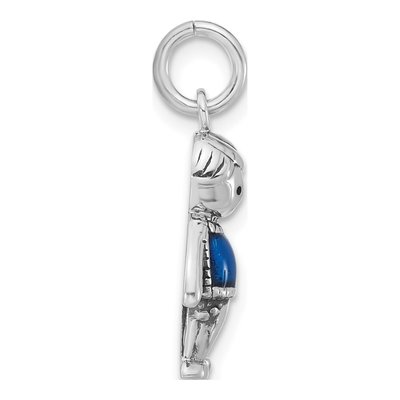 Sterling Silver Blue Enamel Boy Pendant – view 2
