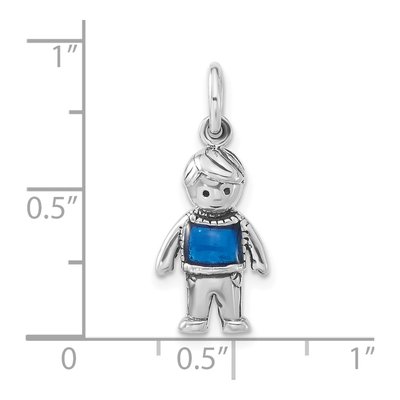 Sterling Silver Blue Enamel Boy Pendant – view 3