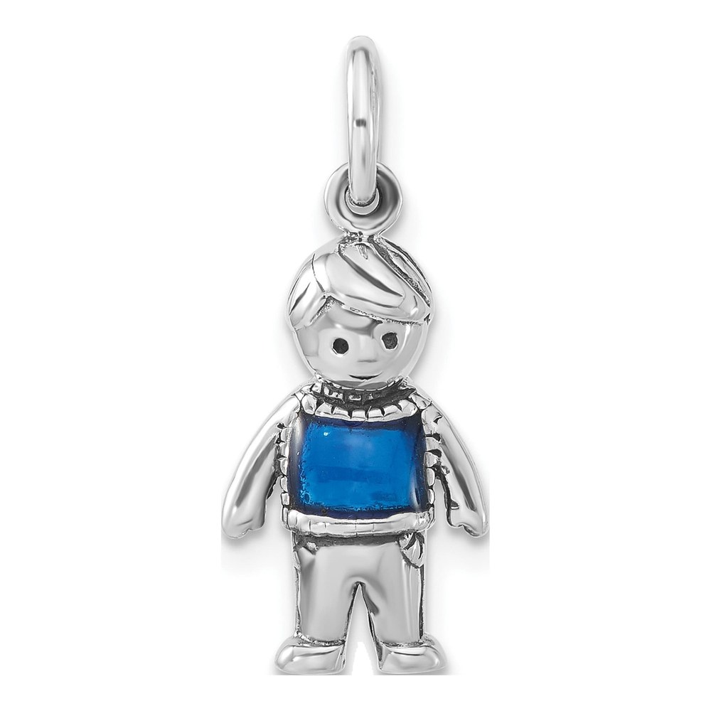 Sterling Silver Blue Enamel Boy Pendant