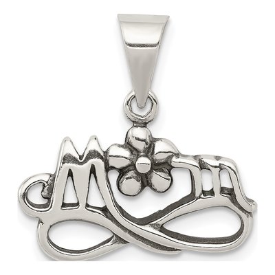 Sterling Silver Antiqued Mom Charm
