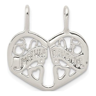 Sterling Silver Mother Daughter Heart Pendant