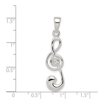 Sterling Silver CZ Treble Clef Charm – view 4