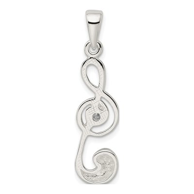Sterling Silver CZ Treble Clef Charm – view 5