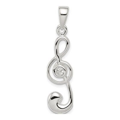 Sterling Silver CZ Treble Clef Charm