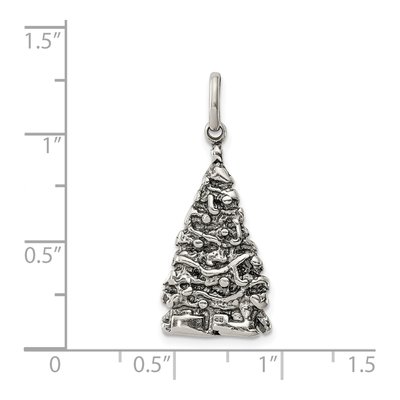Sterling Silver Antiqued Christmas Tree Charm – view 4