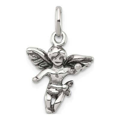Sterling Silver Antiqued Angel Pendant