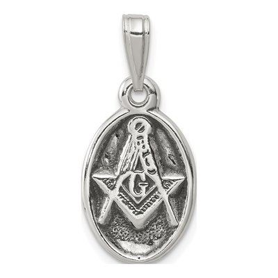 Sterling Silver Antiqued Masonic Pendant