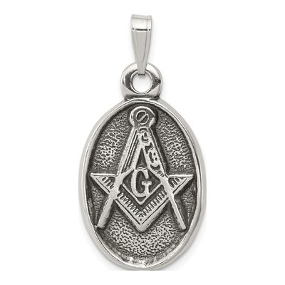 Sterling Silver Antiqued Masonic Pendant