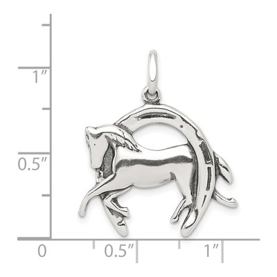 Sterling Silver Antiqued Horse Horseshoe Charm – view 4