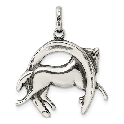 Sterling Silver Antiqued Horse Horseshoe Charm – view 5