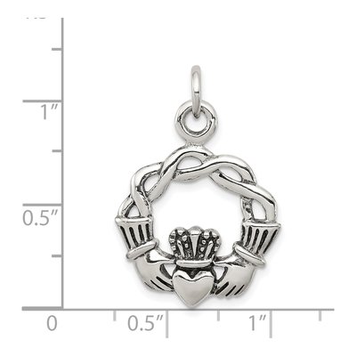 Sterling Silver Antiqued Claddagh Pendant – view 4