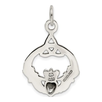 Sterling Silver Antiqued Claddagh Pendant – view 5