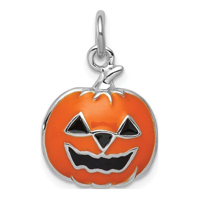 Sterling Silver Orange Jack-O-Lantern Charm