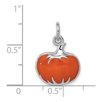 Sterling Silver Orange Enamel Pumpkin Charm – view 5