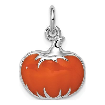 Sterling Silver Orange Enamel Pumpkin Charm