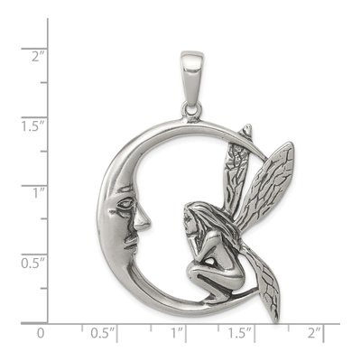 Sterling Silver Antiqued Moon Fairy Pendant – view 4