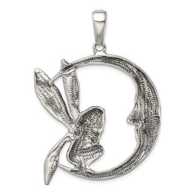 Sterling Silver Antiqued Moon Fairy Pendant – view 5