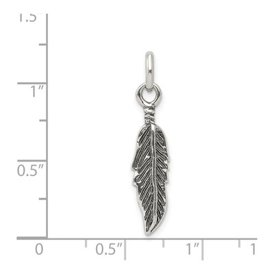Sterling Silver Antiqued Feather Pendant – view 4